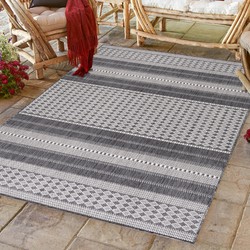 Sunny Outdoor - Binnen en Buiten Vloerkleed - Beige Grijs - Tapijt voor Tuin Terras Balkon- 80x150 CM