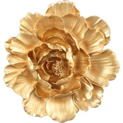 PTMD Mira Bloem Wanddecoratie - 30 x 4,5 x 29,5 cm  - Polyresin - Goud