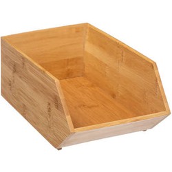 5Five Stapelbare opbergmand 1 vaks organizer - L18 x B31 x H12 cm - bamboe hout - lichtbruin - Opbergmanden