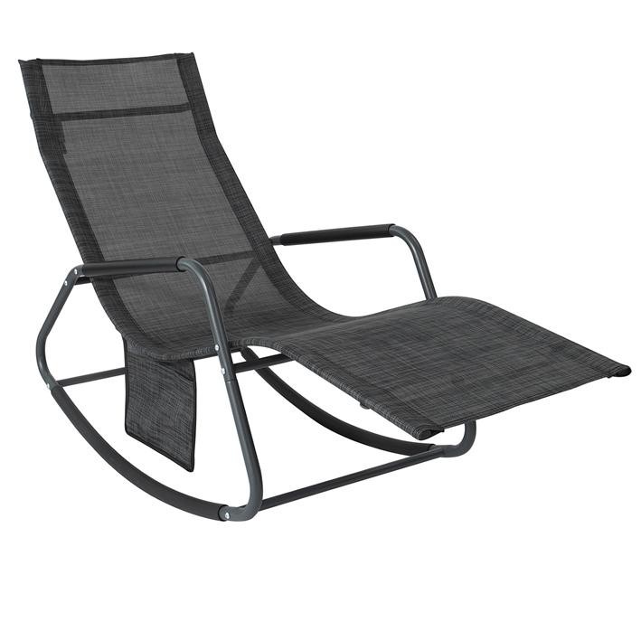 Ligbed - Ligstoel - Ergonomisch - Armleuning - Donkergrijs - 143x85x57 cm - 