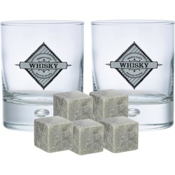 Durobor whiskyglazen - set 6x stuks 290 ml - 9x whisky ijsblokstenen - Whiskeyglazen