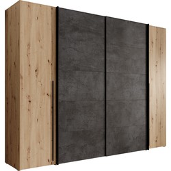 Meubella - Kledingkast Nassau - Eiken - Grijs - 270 cm