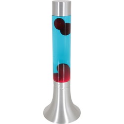 Stalen lavalamp met rode lava Mexlite Volcan Blauw