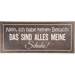 Clayre & Eef Tekstbord  30x13 cm Zwart Wit Metaal Rechthoek Keinen Besuch Alles Meine Wandbord