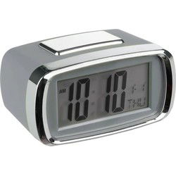 Atmosphera Tafelklok/wekker/alarmklok - grijs/zilver - 10 x 6 cm - Wekkers
