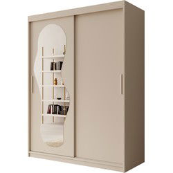 Meubella - Kledingkast Ulysses - Beige - 150 cm - Met spiegel