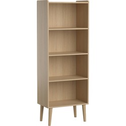 Boekenkast 4 planken H164 cm eikenhouten afwerking - Retro