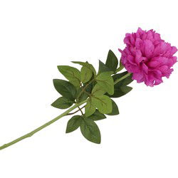 DK Design Kunstbloem pioenroos - paars - zijde - 71 cm - kunststof steel - decoratie bloemen - Kunstbloemen