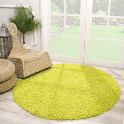 Tapijtenloods Loca Shaggy Rond Vloerkleed Groen Hoogpolig- 120 CM ROND