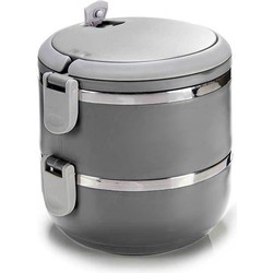 Stapelbare thermische lunchbox/warme maaltijd box grijs 16 x 15 x 15 cm - Lunchboxen