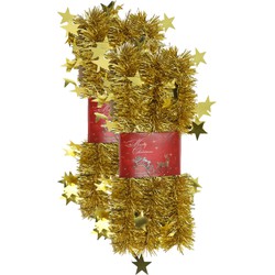 2x stuks lametta kerstslingers met sterretjes goud 200 x 6,5 cm - Kerstslingers