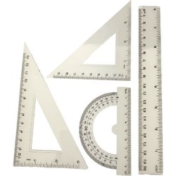 Liniaalset - 5 delig - meetlat - geodriehoek - driehoek liniaal - gradenboog - liniaal