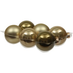 Othmar Decorations Kerstballen - 6x st - dusky lime goud/groen - 8 cm - glas - Kerstbal