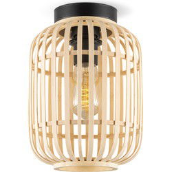 Boheemse stijl Plafondlamp - Bamboe Lampenkap - Cilinder - Beige - Ø21,5 x 30 cm - E27 fitting - Ontworpen voor gebruik in slaapkamers en studeerkamers - met montagetoebehoren
