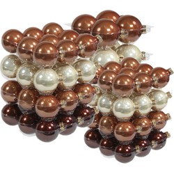 88x stuks glazen kerstballen natuurtinten (opal natural) 4, 6 en 8 cm glans - Kerstbal