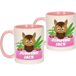 4x stuks dieren mok /paarden beker Jumping Jack 300 ml - Bekers