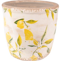 Clayre & Eef Bloempot  Ø 13x12 cm Geel Keramiek Citroen Bloempot binnen