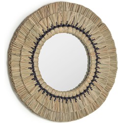 Kave Home - Akila ronde spiegel natuurvezels beige en zwart katoenen touw Ø 60 cm