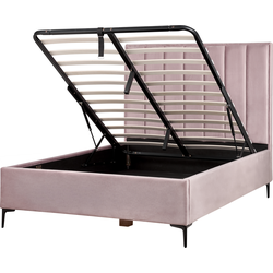 Beliani SEZANNE - Tweepersoonsbed-Roze-Fluweel