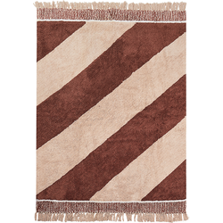 XULUF - Laagpolig vloerkleed - Bruin/Beige - Katoen