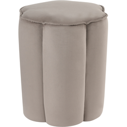 Beliani TAPPEN - Poef-Beige-Fluweel