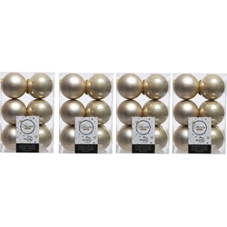 48x Kunststof kerstballen glanzend/mat licht parel/champagne 6 cm kerstboom versiering/decoratie - Kerstbal