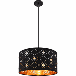 LED hanglamp met kristallen van acryl | Zwart / Goud | Woonkamer | Eetkamer