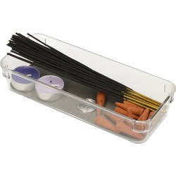 Set van 2x stuks bestekbakken/keuken organizers 1-vaks Tidy Smart grijs transparant kunststof 23 x 9 - Bestekbakken