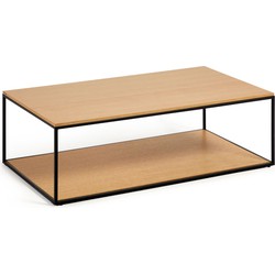 Kave Home - Yoana salontafel in eikenfineer met zwart gelakt metalen frame 110 x 60 cm