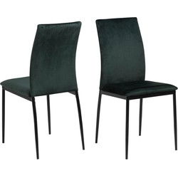 Eetkamerstoel - Donkergroen - Zithoogte 48,5cm - Grondal - Set van 4