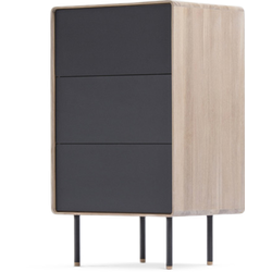 Fina drawer houten ladekast whitewash - met linoleum nero - 60 x 100 cm