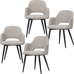 WOOOD eetkamerstoelen Ferdy - Polyester - Pearl - Set van 4