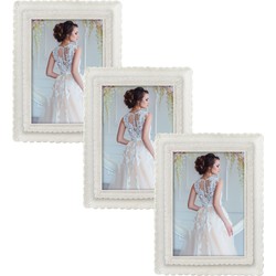 3x stuks kunststof fotolijst parel wit geschikt voor een foto van 15 x 20 cm - Fotolijsten