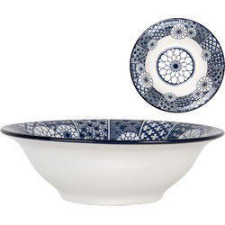 Clayre & Eef Schaal Wit Blauw Keramiek