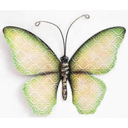 Anna's Collection Muurvlinder - groen - 30 x 21 cm - metaal - tuindecoratie - Tuinbeelden