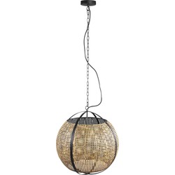 PTMD Bayu Black iron hanging bamboo lamp ball shape
