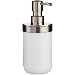 Zeeppompje/dispenser roestvrij metaal wit/zilver 350 ml met formaat 9 x 8 x 17 cm - Zeeppompjes