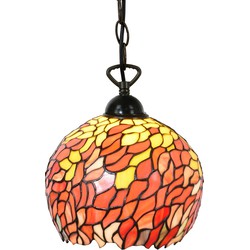LumiLamp Hanglamp Tiffany  Ø 24x170 cm  Oranje Metaal Glas Rond Hanglamp Eettafel