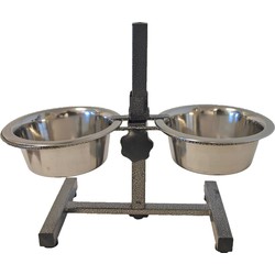 Honden/huisdieren voederbak en drinkbak H standaard 17 cm RVS - Dieren drinkbak