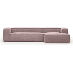 Kave Home - 4-zitsbank Blok roze corduroy met chaise longue rechts 330 cm
