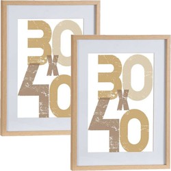 2x stuks houten fotolijst bruin geschikt voor een foto van 30 x 40 cm of 40 x 50 cm - Fotolijsten