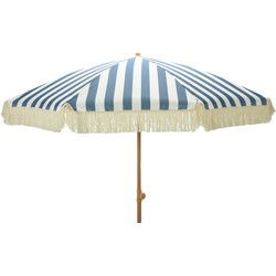 4goodz Parasol met Volant 200 cm - Blauw/Wit gestreept