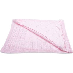 Baby's Only Gebreide wikkeldeken - Omslagdoek baby Cable - Baby Roze - 75x75 cm