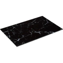 5Five snijplank/serveerplank - glas - zwart marmer print - 30 x 20 cm - Snijplanken