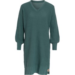 Knit Factory Robin Dames Jurk - Gebreide Trui Jurk - V-hals - Laurel - 40/42 - Knielengte