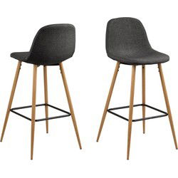 Barkruk Grijs - Zithoogte 75cm - Willy - Set van 2