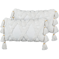 DAUR - Sierkussen set van 2 - Lichtbeige - 30 x 50 cm - Katoen