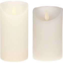 Set van 2x stuks Sneeuw Witte Led kaarsen met bewegende vlam - LED kaarsen