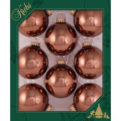 16x stuks glazen kerstballen 7 cm acacia bruin - Kerstbal