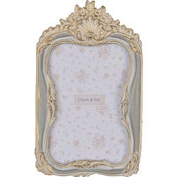 Clayre & Eef Fotolijst 10x15 cm Grijs Goudkleurig Kunststof Glas
